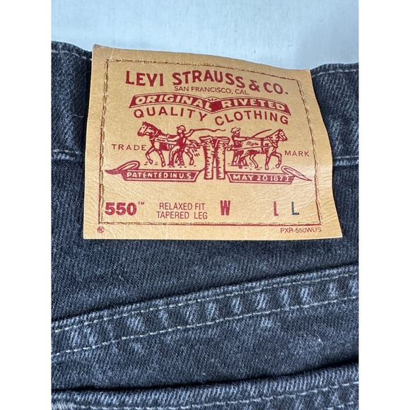 Vtg 90s Levi's 550 Relaxed Tapered Leg High Rise Black Denim Jeans Sz 16L 33x33 - Picture 4 of 12